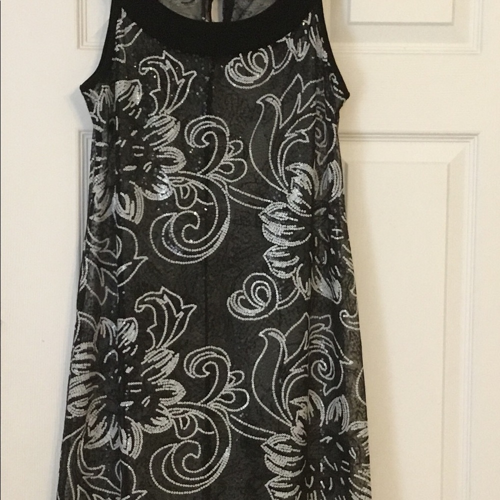 Sequins sheer black dress